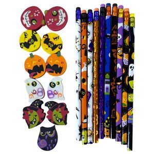 Vintage 90s Lot of Halloween Pencils and Erasers (10 pencils 11 erasers) NEW